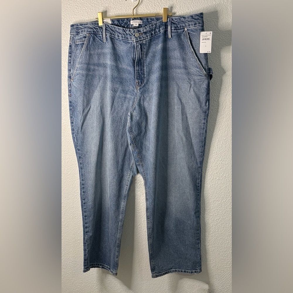 NWT-Good American- Light Blue Indigo- Good 90’s mid rise baggy Jeans- Size 18